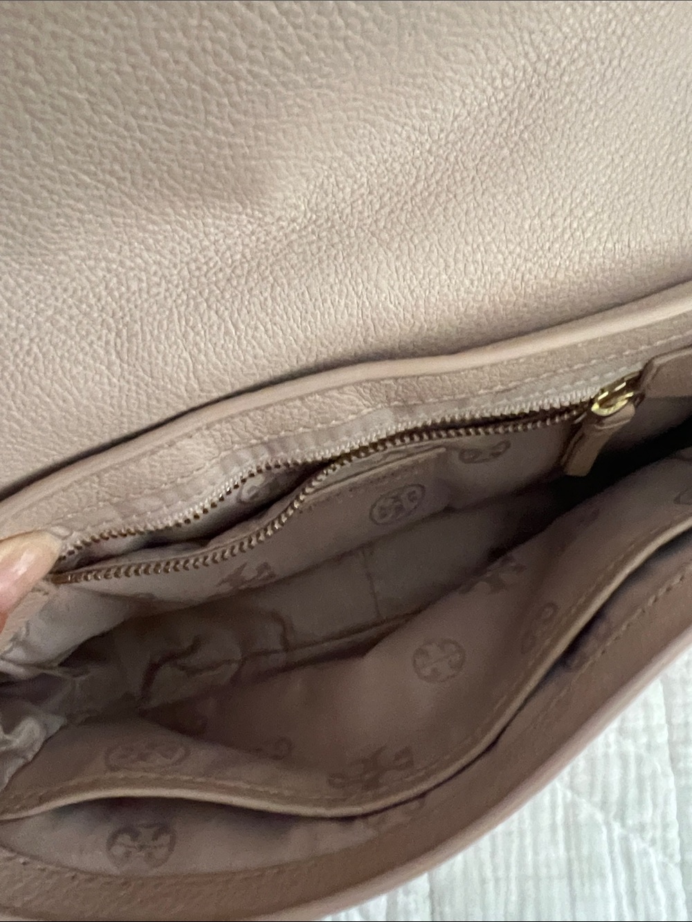 Tory Burch Blush Pink Leather Whipstitch Chain Crossbody - Picture 5 of 7